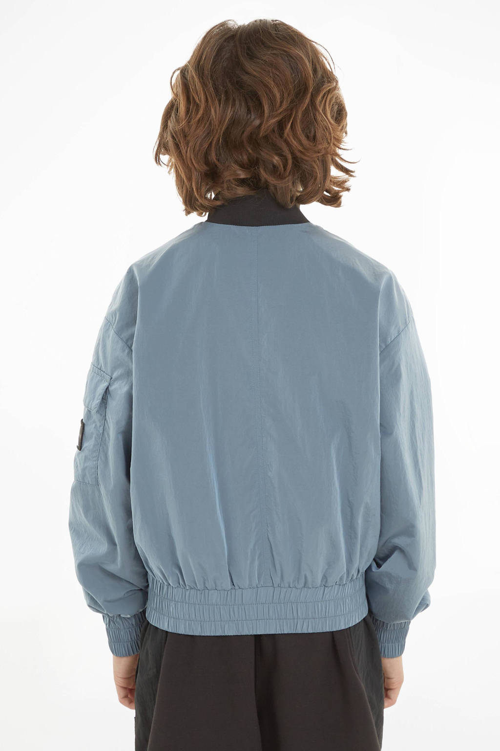 Calvin Klein bomberjack zomer met logo vergrijsd blauw