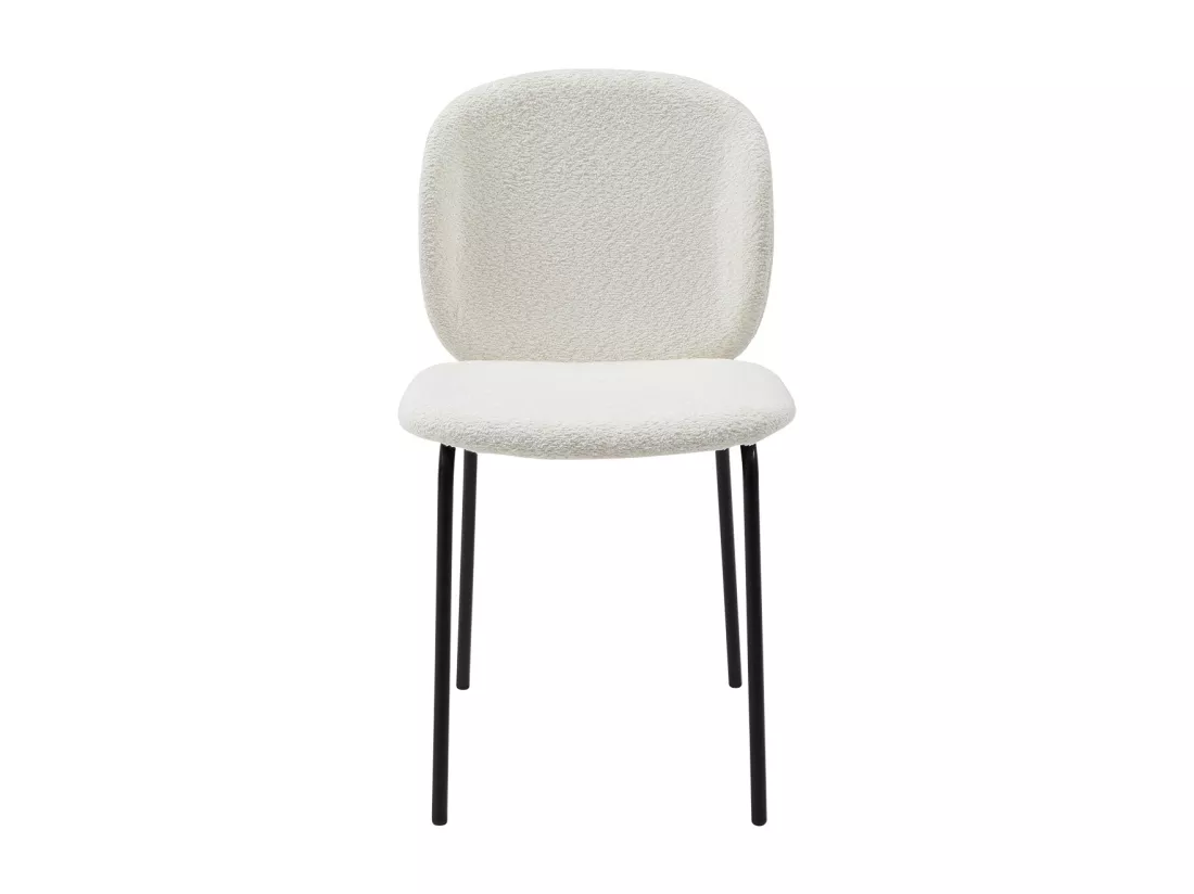 Lot de 6 chaises en tissu bouclette et métal noir - Crème - BEJUMA