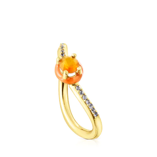 Anel TOUS Vibrant Colors com cornalina e esmalte.