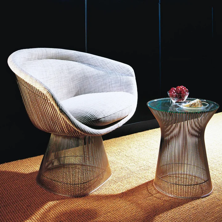 Knoll - Platner Beistelltisch, Nickel poliert / Kristallglas