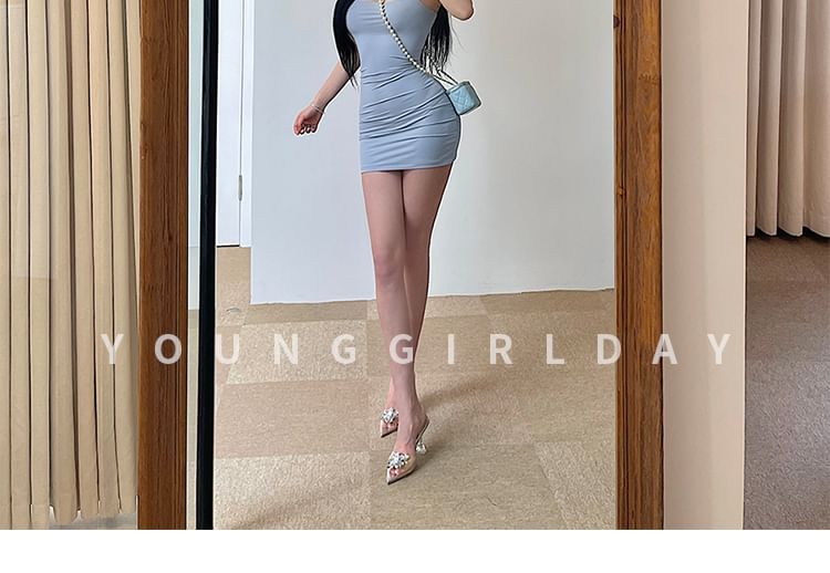 RainGirl - Spaghettibandjes effen mini bodyconjurk