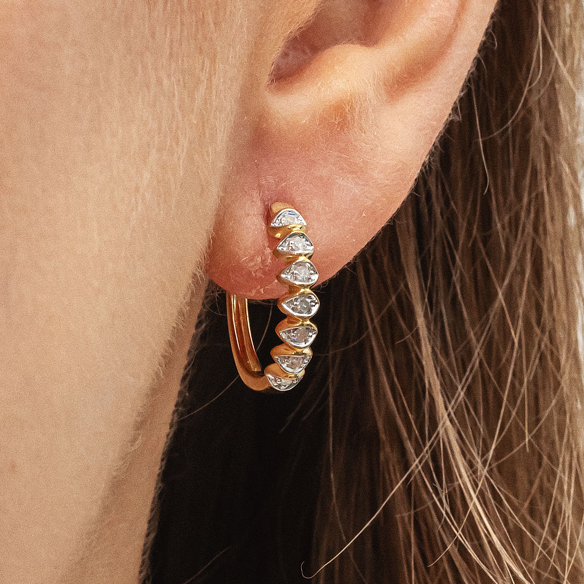 Diamonds by Ellen K. Ohrringe Gold 375 zweifarbig mit 14x Diamant zus. 0,10ct.