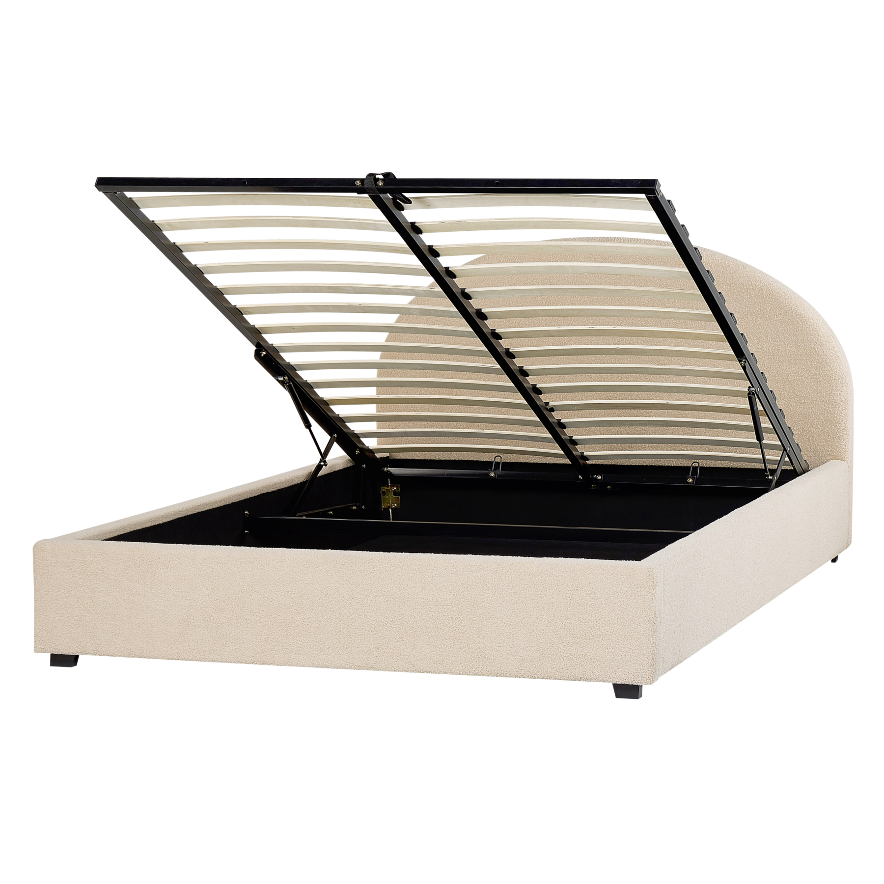 Beliani-VAUCLUSE-Bed met opbergruimte-Beige-140 x 200 cm-Polyester