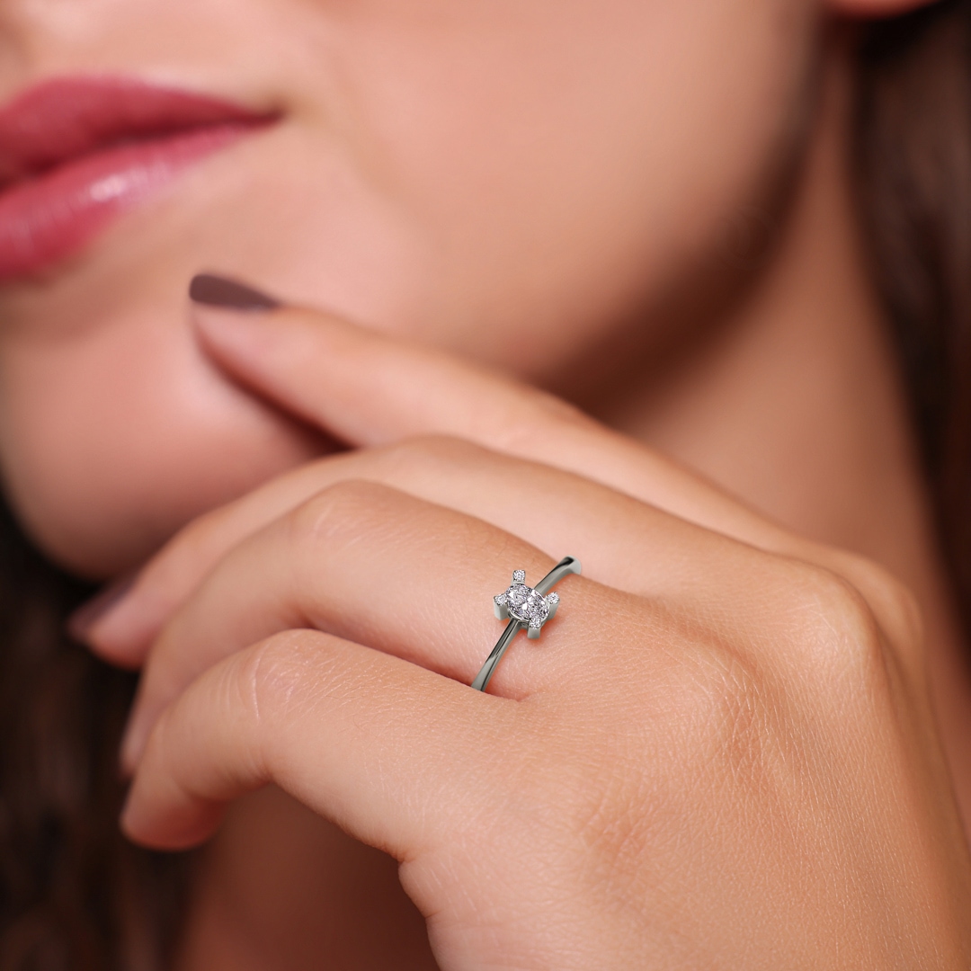 0.16 Karat Diamanten Verlobungsring 750/18 K Weissgold
