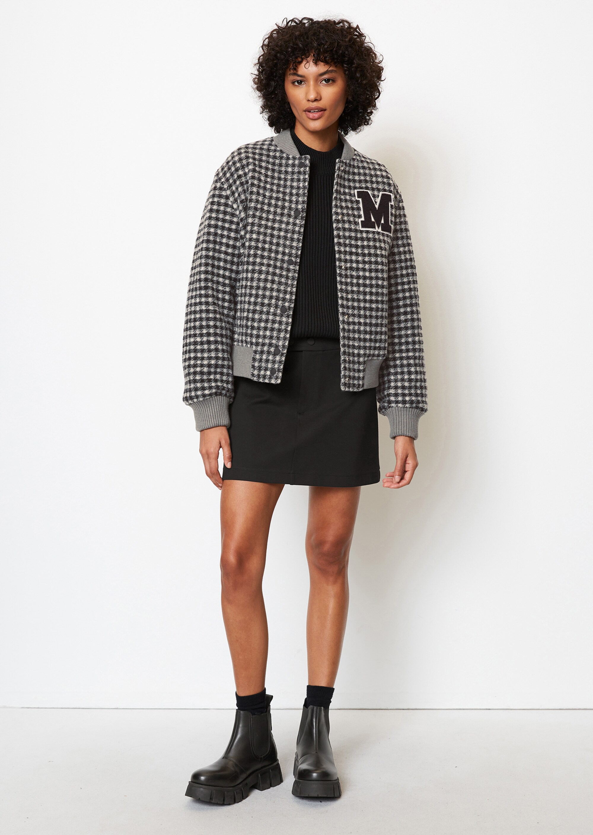 Karierte Collegejacke regularaus Wolle-Mix
