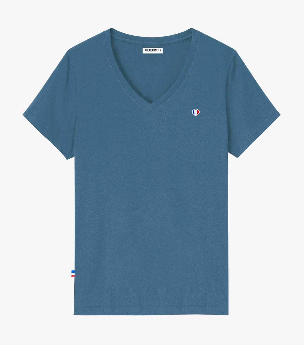 T-shirt col V Femme Azur - Iconique
