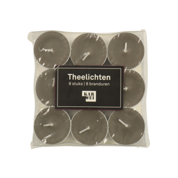 Theelichten donkergrijs 18 stuks