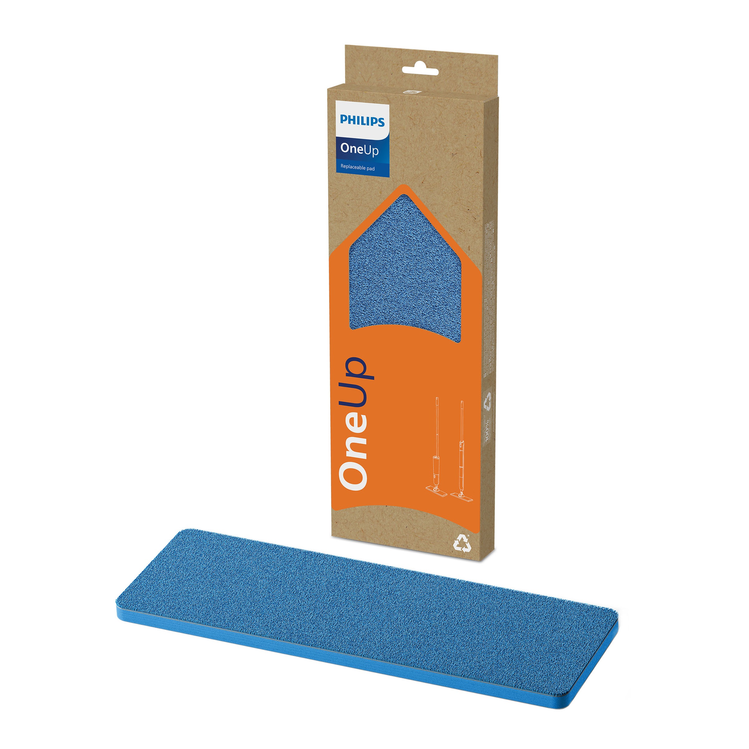 Philips Mikrofaserpad »OneUp Ersatzpad XV1882/10« (Mikrofaser 12 cmx35 cm 1 Stk. tlg. für empfindliche und nicht saugfähige Hartböden (Holzböden) geeignet