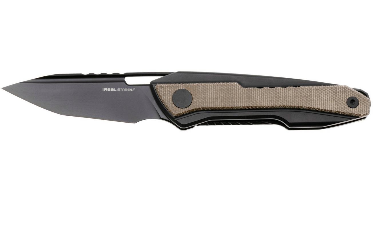 Real Steel Bullet 5221GM PVD S35VN, Black Titanium Green Micarta Inlay, zakmes