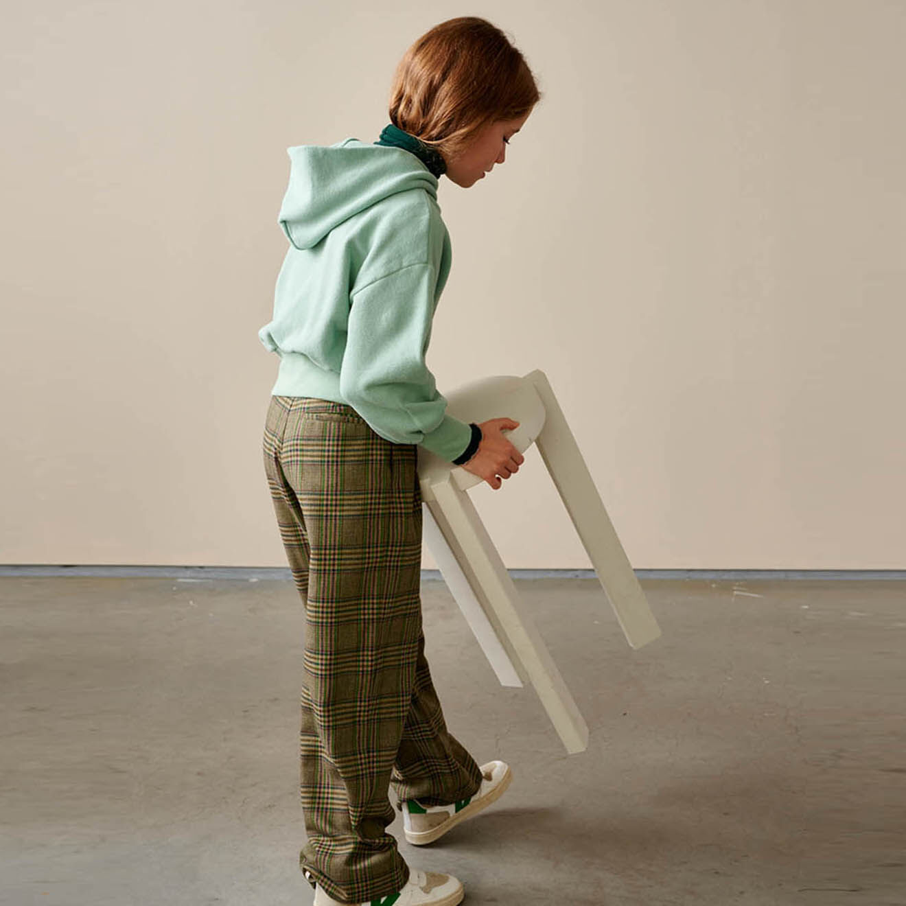 Bellerose Pantalon Pringle large à carreaux vert kaki