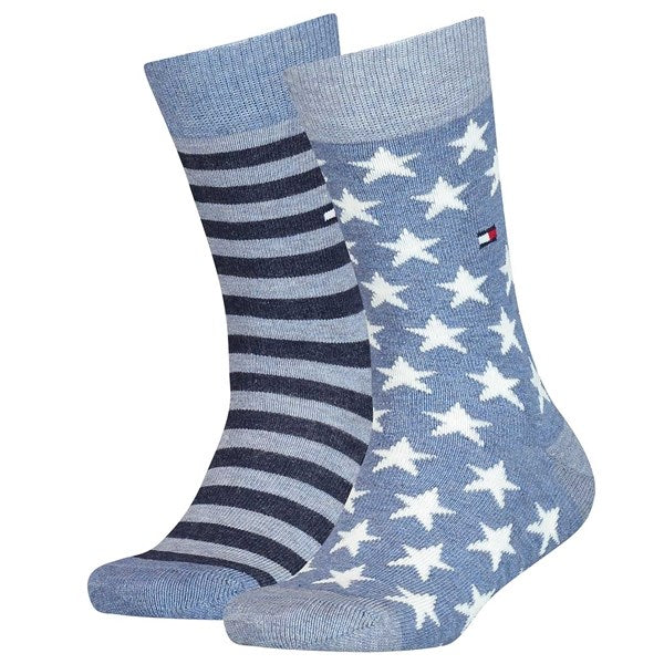 Kids 2-pak Strømper Stars/Jeans Striped