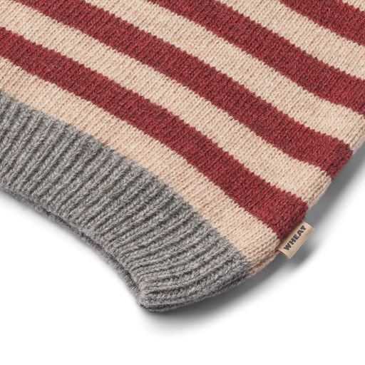 Wheat Knitted Nissehue, Red Stripe, 52-53 cm