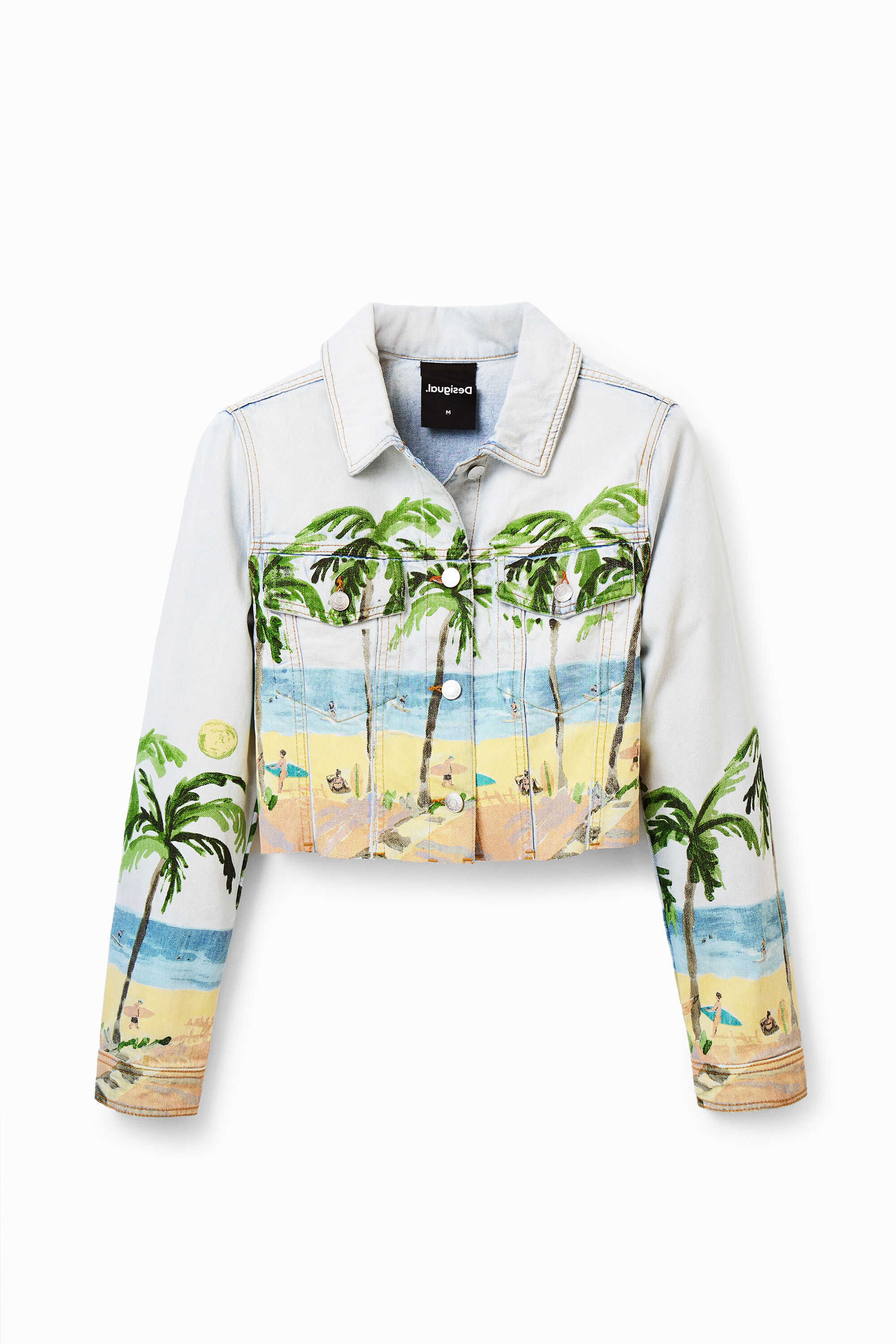 Veste courte en jean tropicale