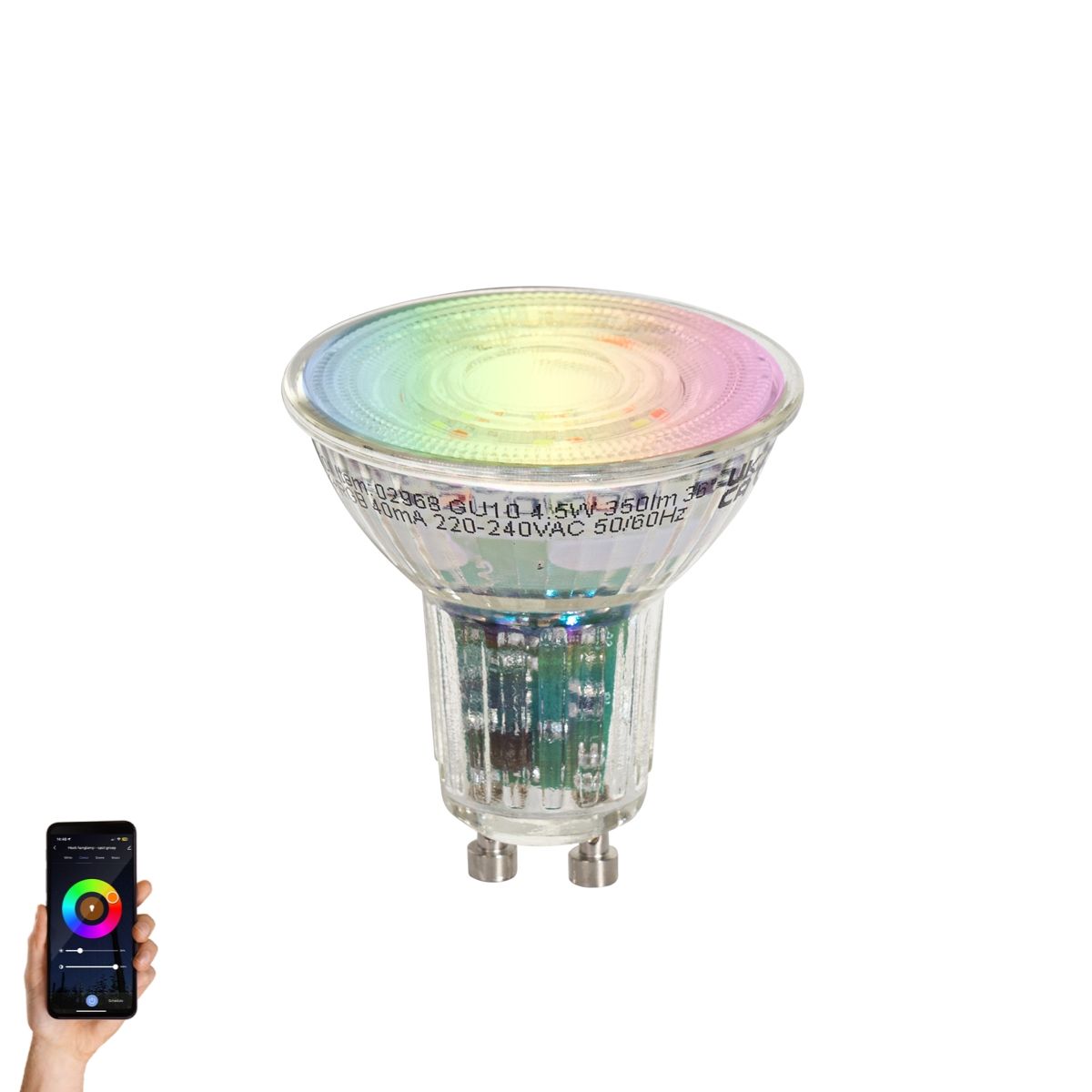 Smart GU10 50 LED lamp helder RGBW 4.5W 350 lm 2700-6000K
