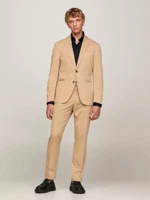 Blazer slim fit em sarja tingida em peça