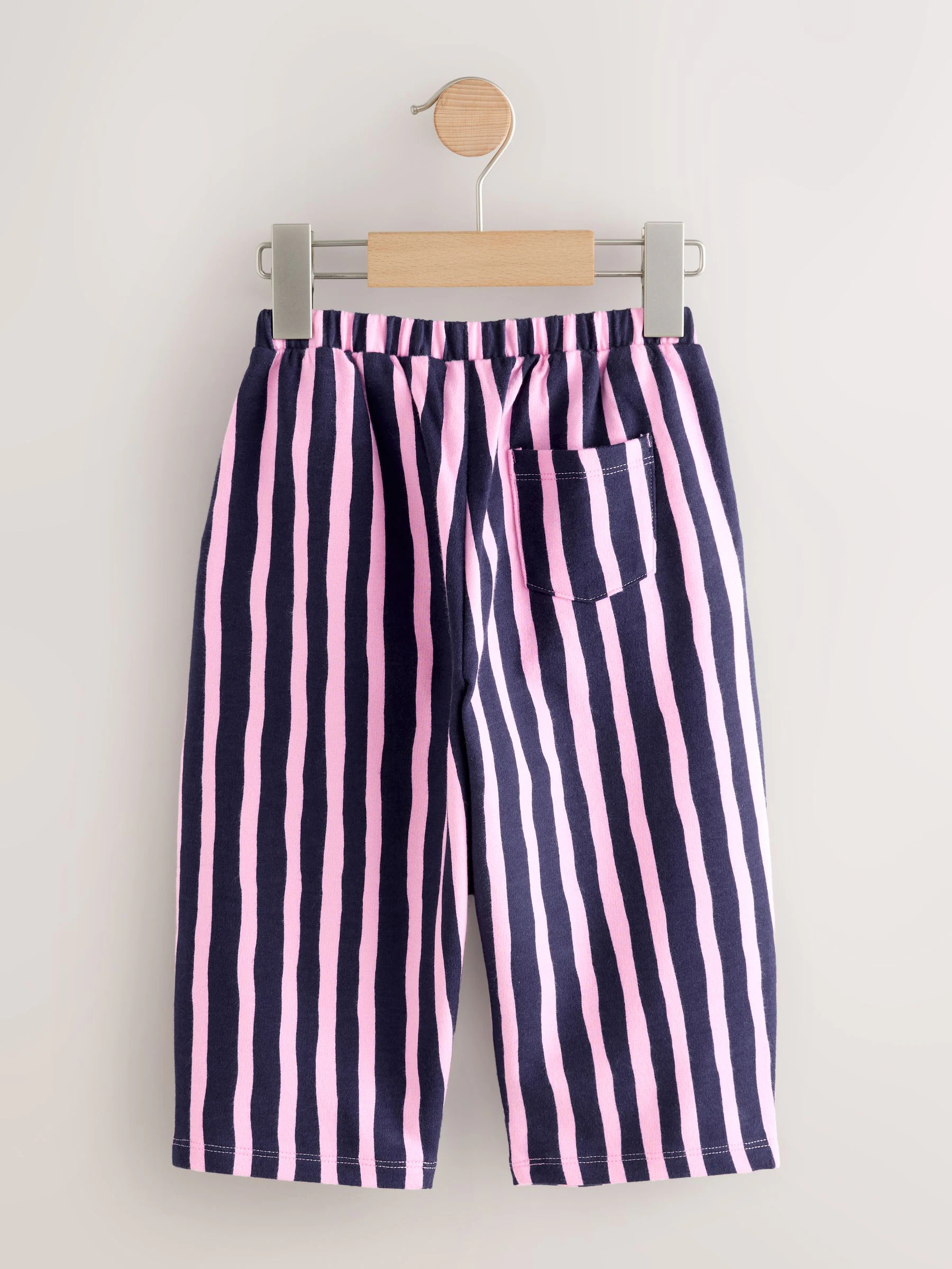 Marineblauw/roze gestreept - Broek met wijde kortere pijpen (3mnd -7jr)
