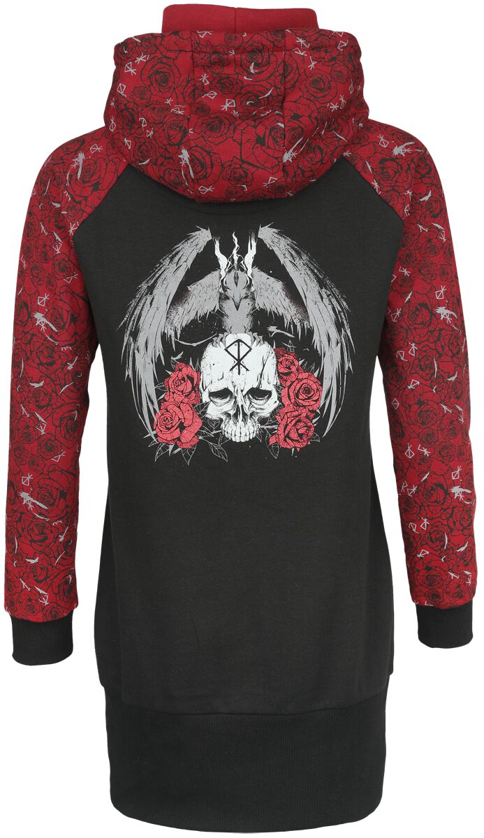 Robe à capuche avec roses & crânes | Black Premium by EMP Robe courte