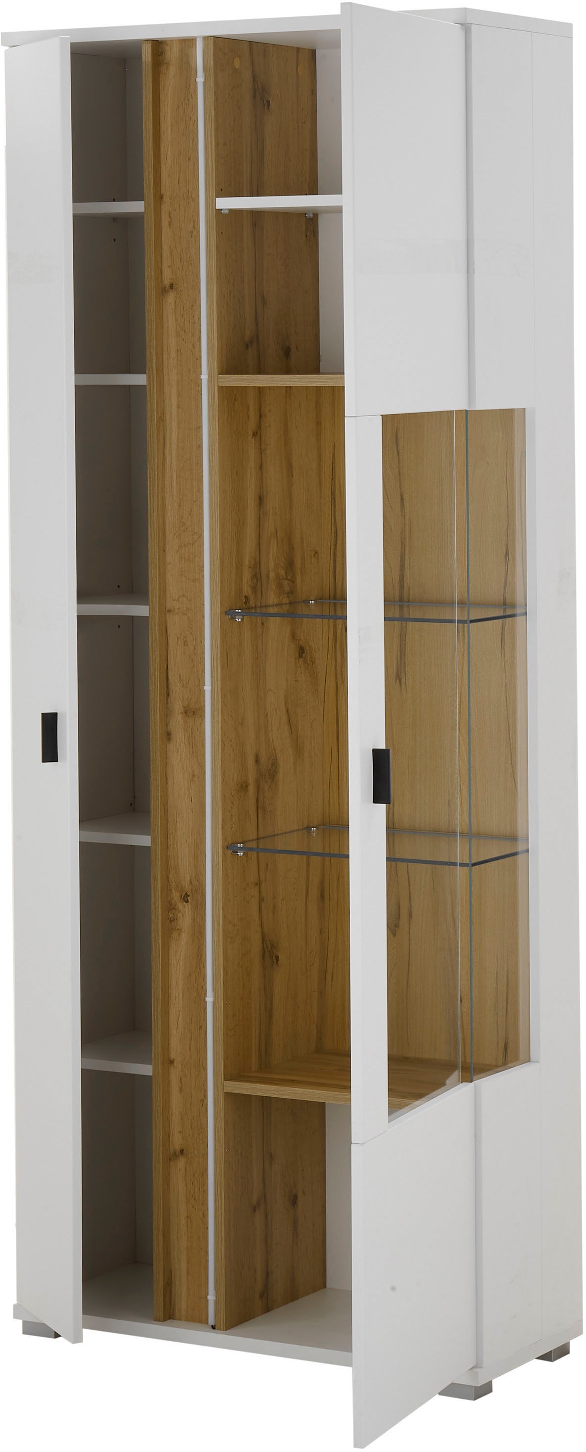 INOSIGN Vitrine »LONG ISLAND, Stauraumvitrine« 1 Stk. tlg. in moderner Trendfarbe,inklusive senkrechter Beleuchtung,Breite 80 cm