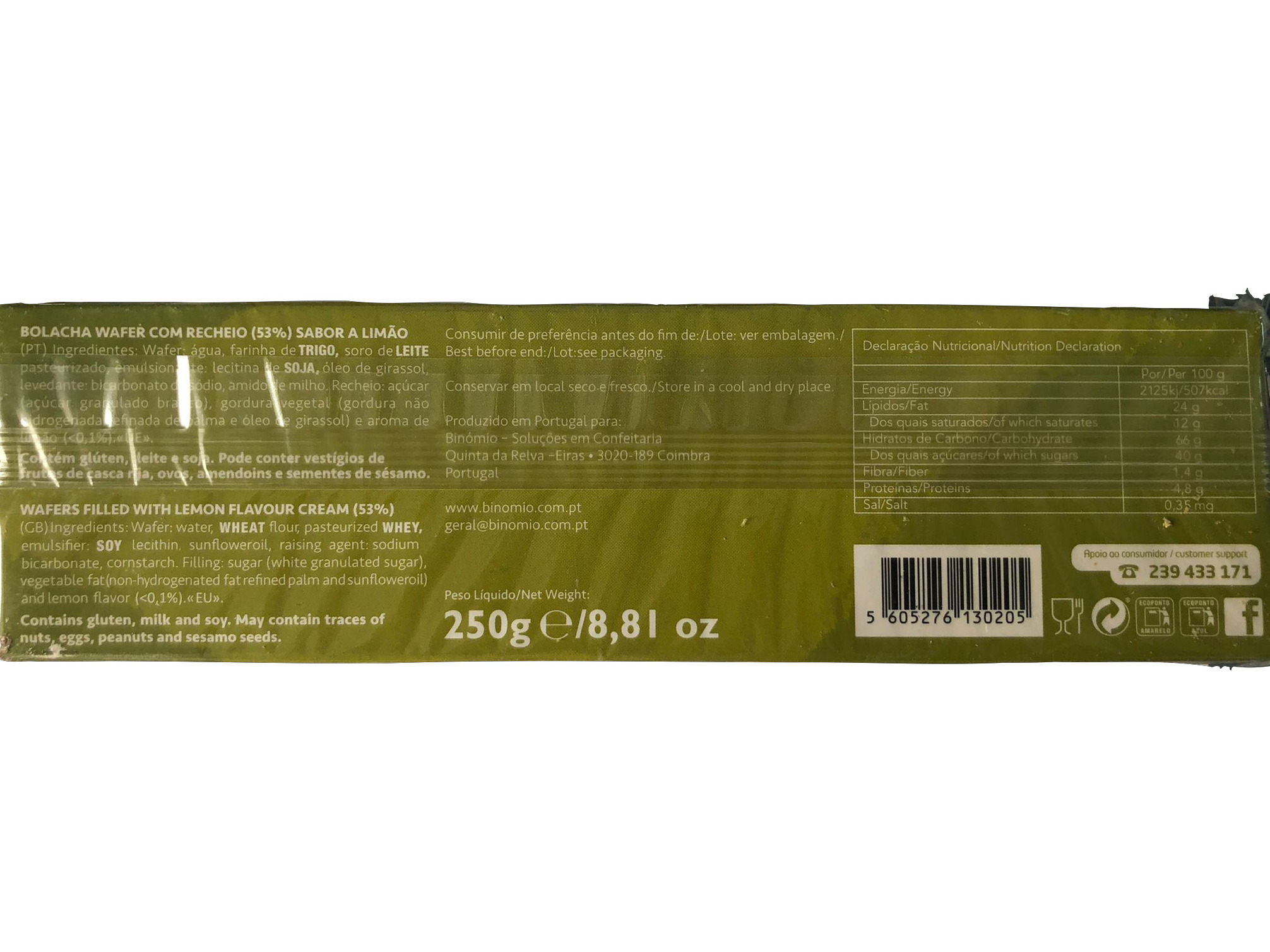WAFFERS BI MIMOS LIMÃO 250G