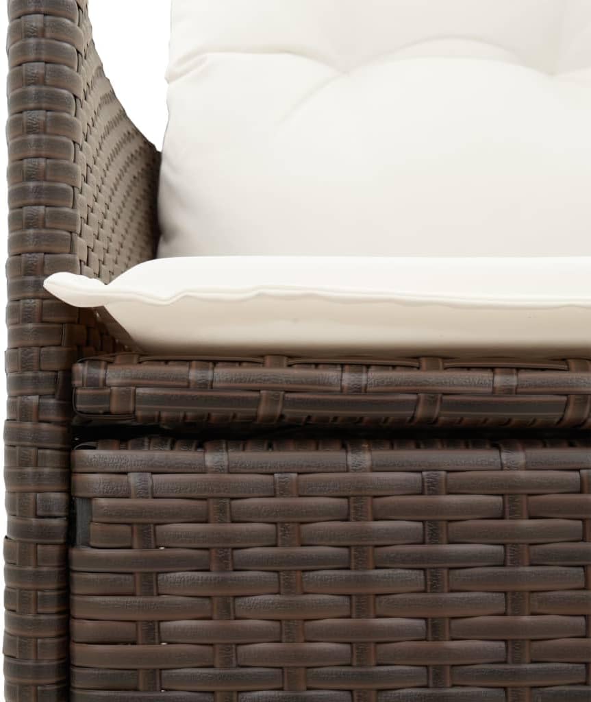 Gartensessel mit Kissen 2 STK.Verstellbar Braun Poly Rattan Verstellbar Gartenstuhl mit Stahlrahmen, Loungesessel für Außenbereich