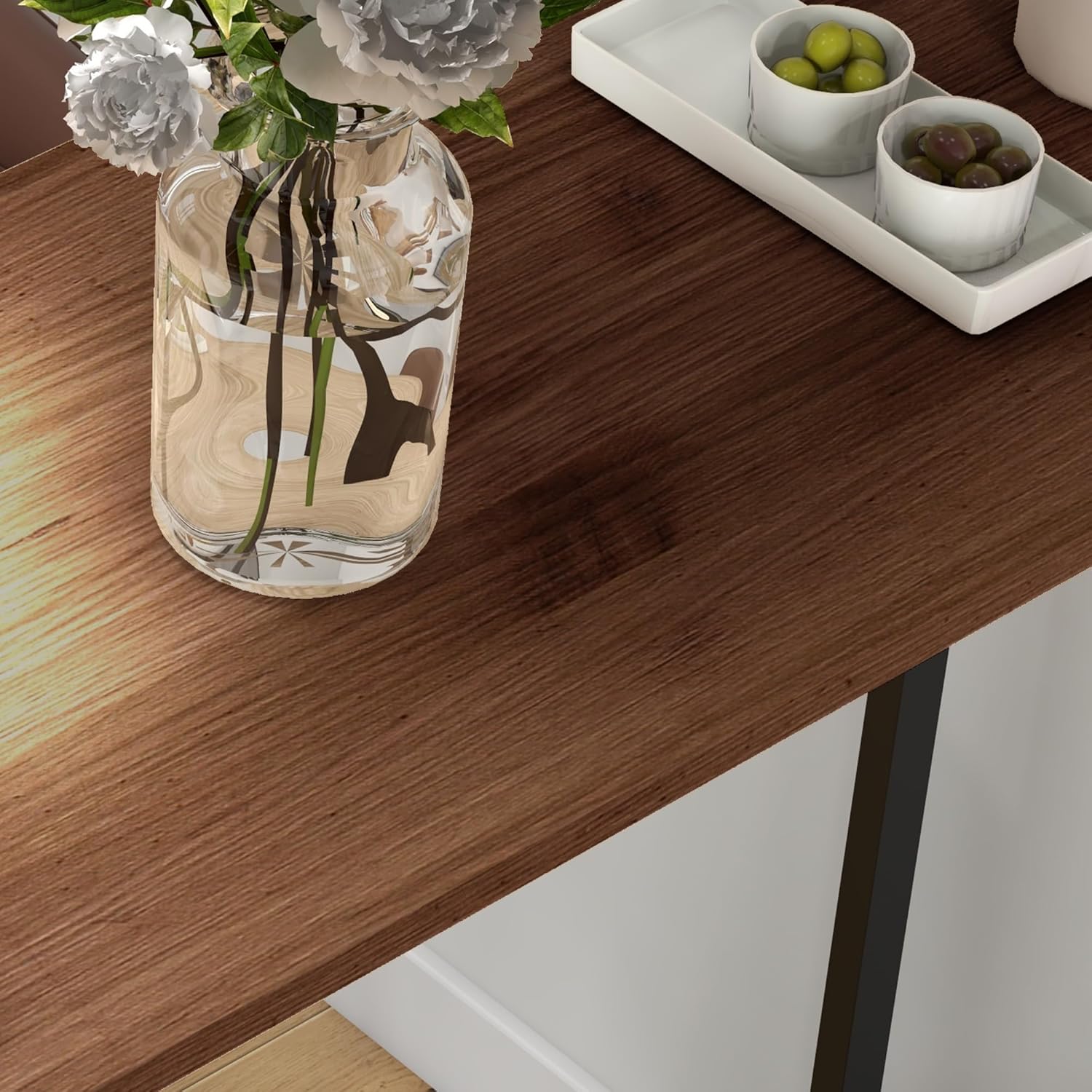 HOMCOM Bartisch Stehtisch Tresentisch mit 3 Ablageflächen Bartheke Küchentisch mit Holzoptik, Stahlgestell, für Esszimmer, Küche, Braun, 120 x 40 x 105 cm