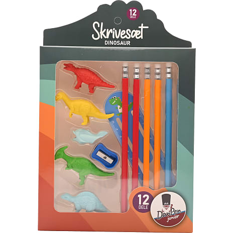 Danpen dinosaur skrivesæt med 12 dele