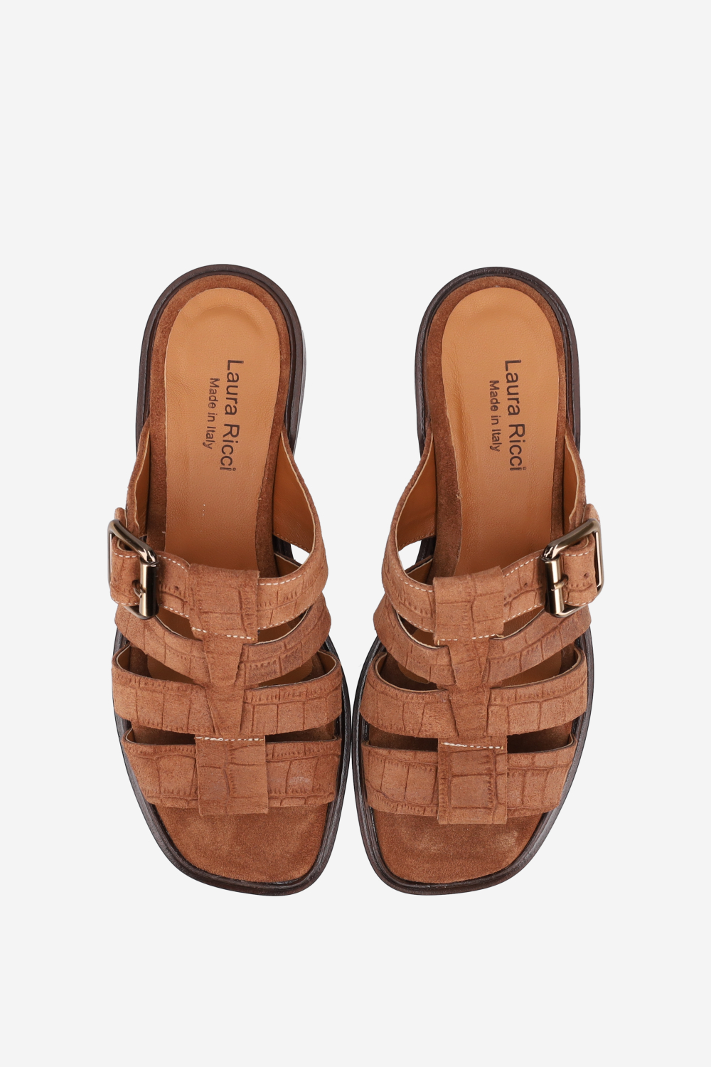 Croco suede sandals