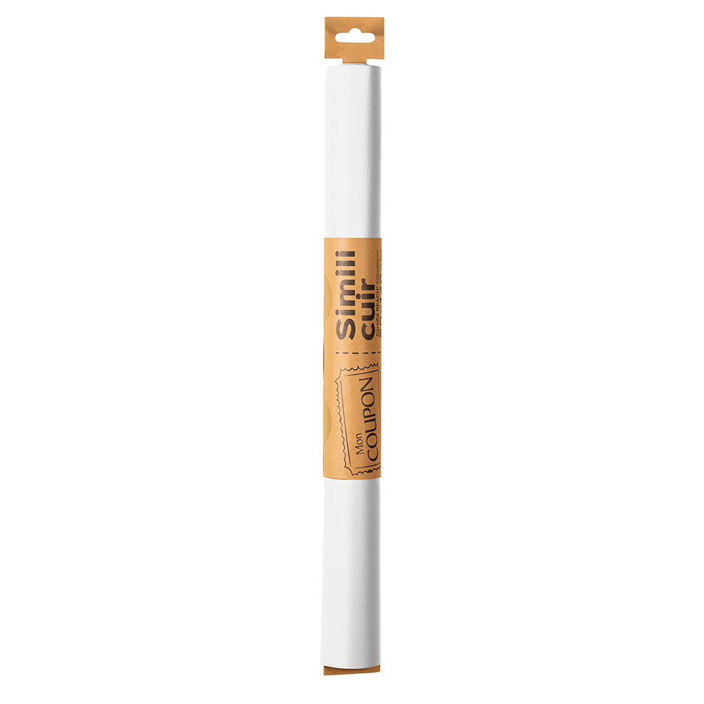 Coupon tissu simili synthétique blanc 50x140cm