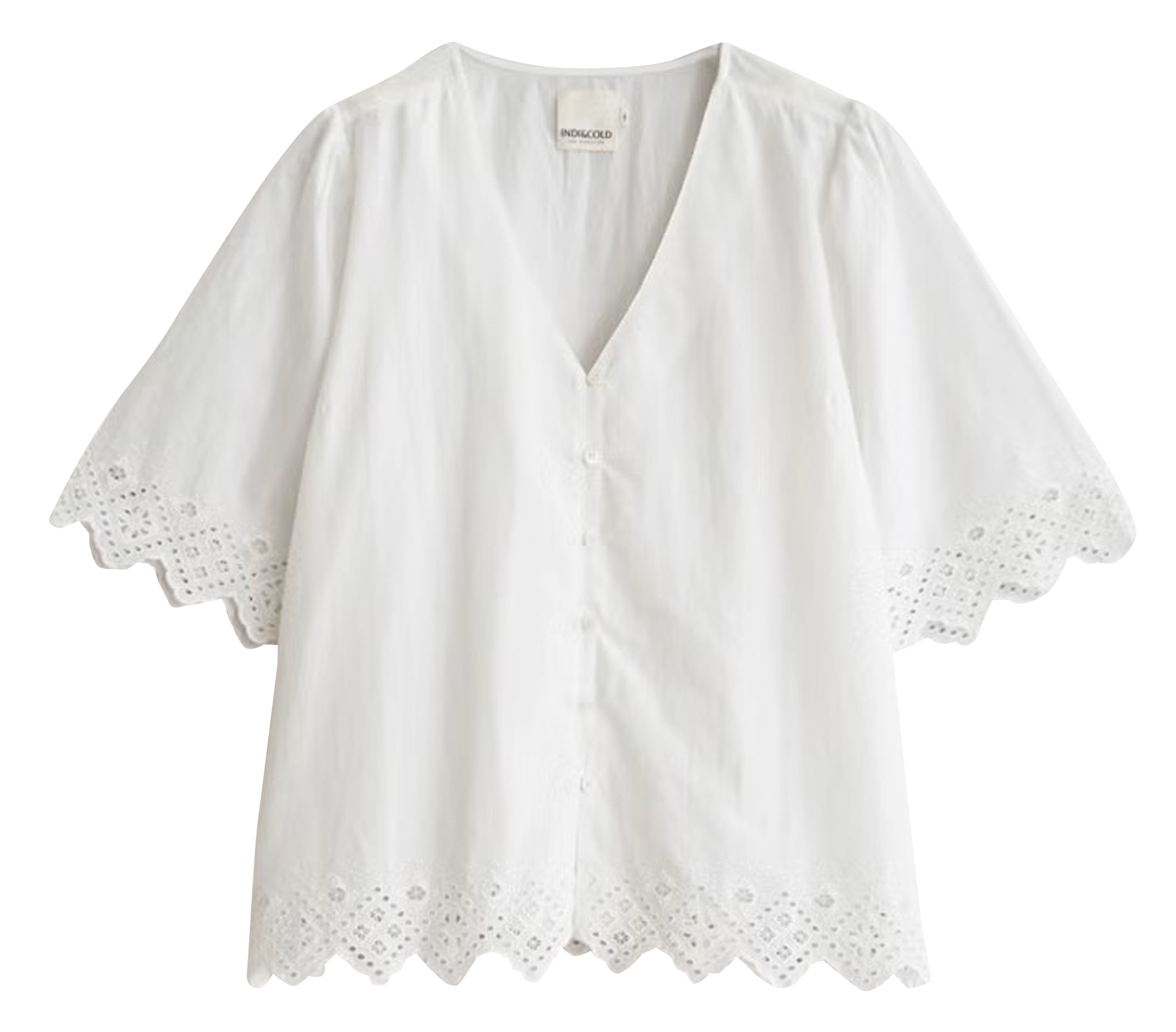 Blouse col V en coton | Blanc
