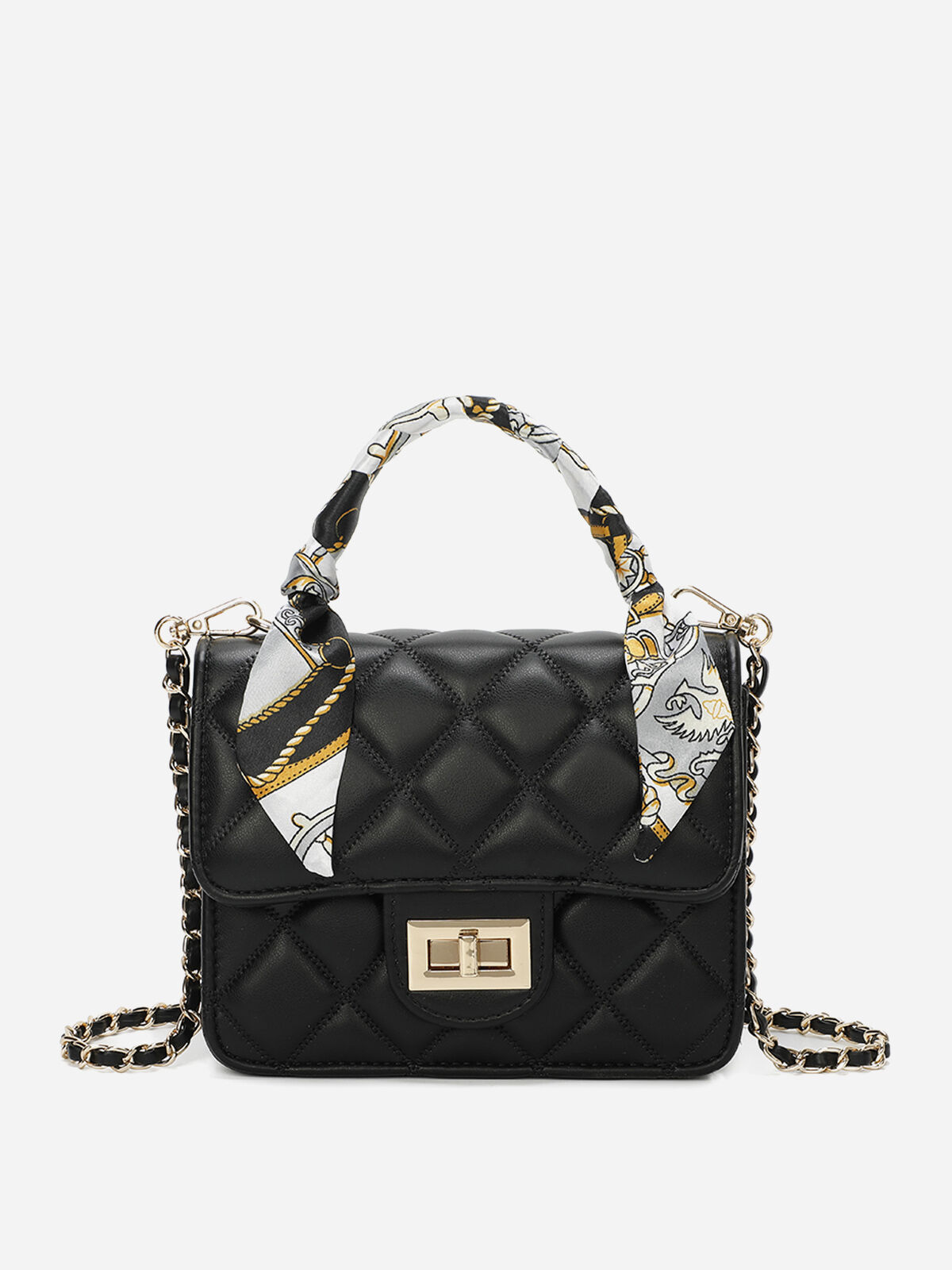 Petit sac matelassé à foulard- Noir