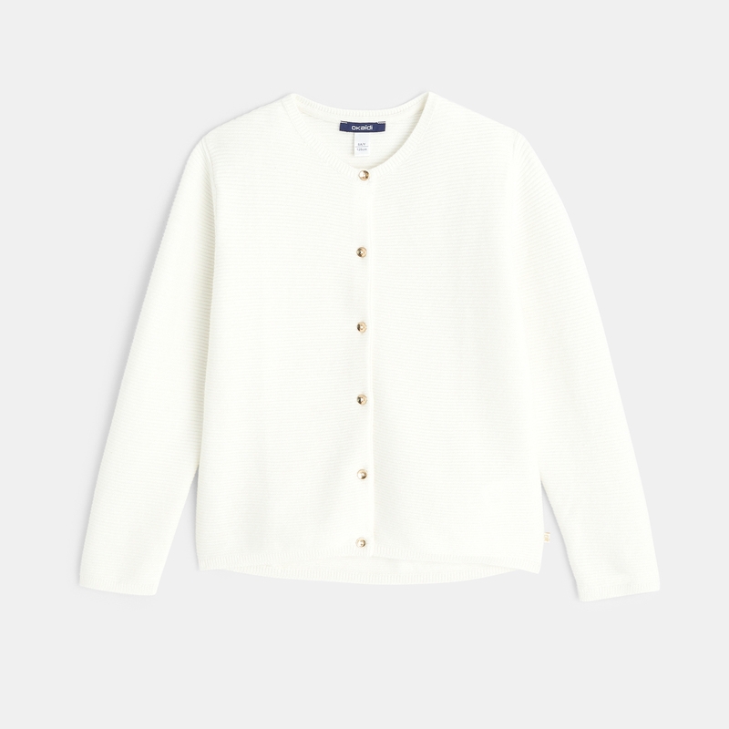 Gilet côtelé boutonné blanc fille