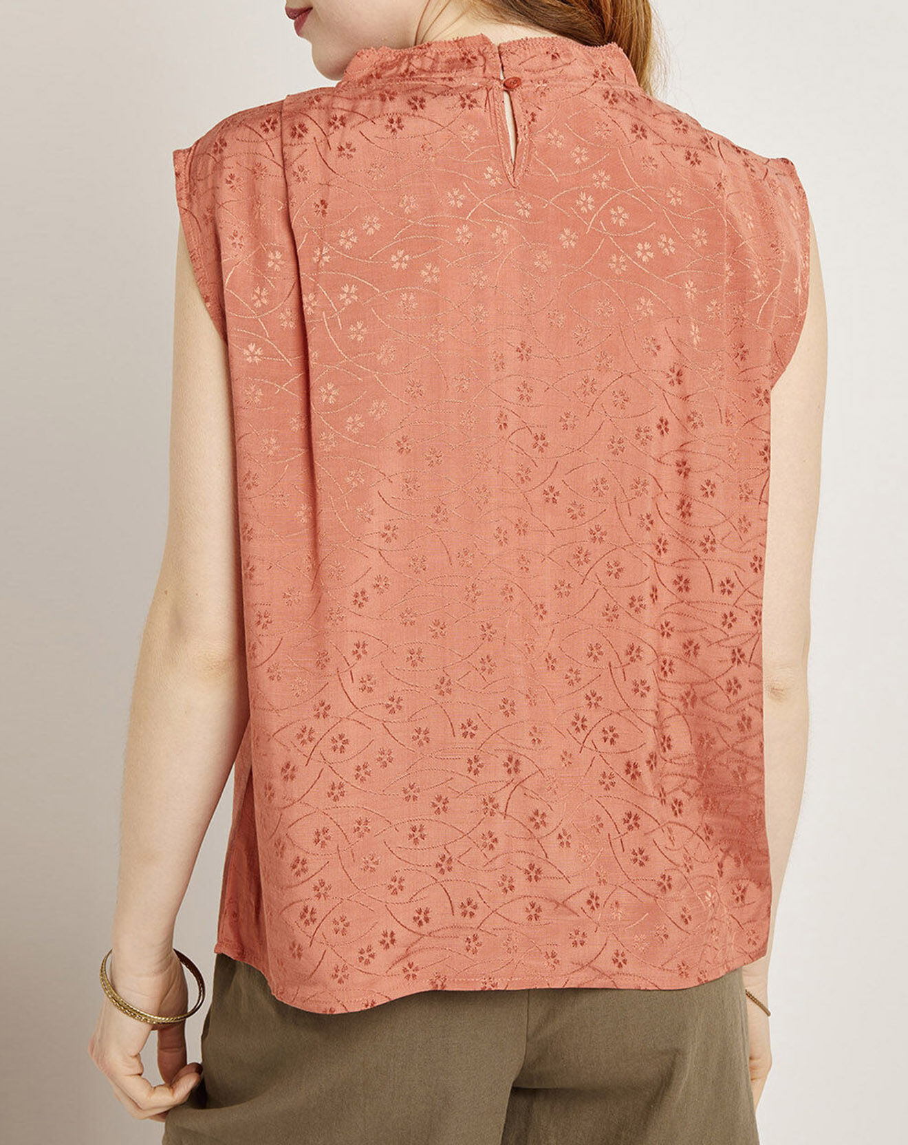See u Soon Top satiné Lily motifs ton sur ton brique