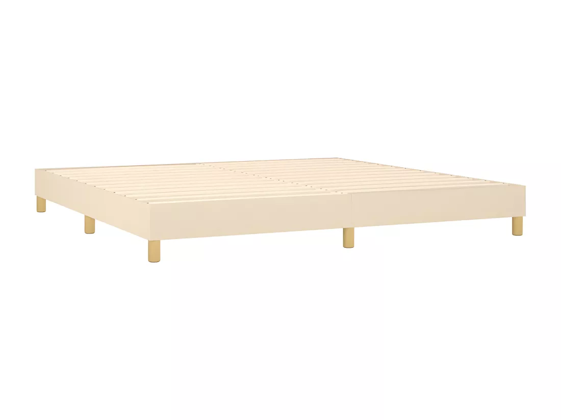 Sommier tapissier et matelas et LED Crème 200x200 cm Tissu