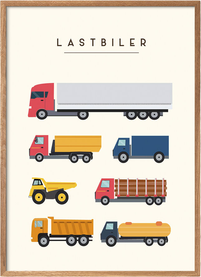 Poster & Frame Citatplakat - Lastbiler – Børneplakat Flerfarvet