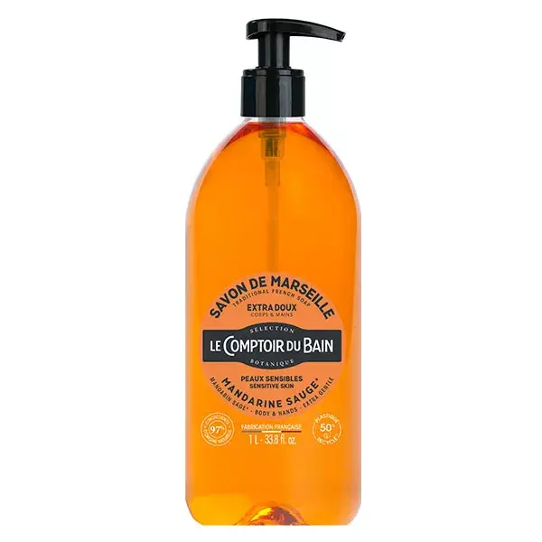Le Comptoir du Bain Sabonete Extra Suave de Marselha com Tangerina e Sálvia 1L