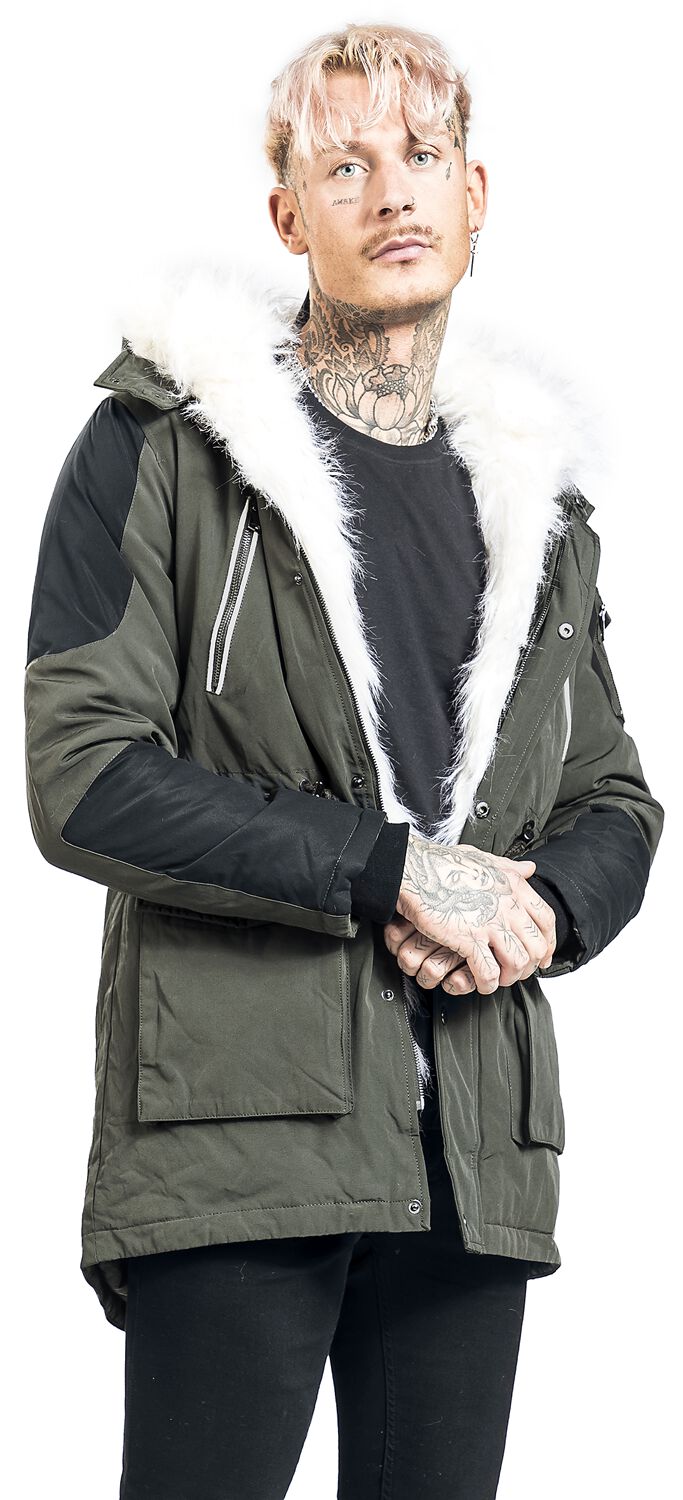 Veste d'Hiver Décontractée Avec Col Fausse Fourrure | Black Premium by EMP Veste d'hiver