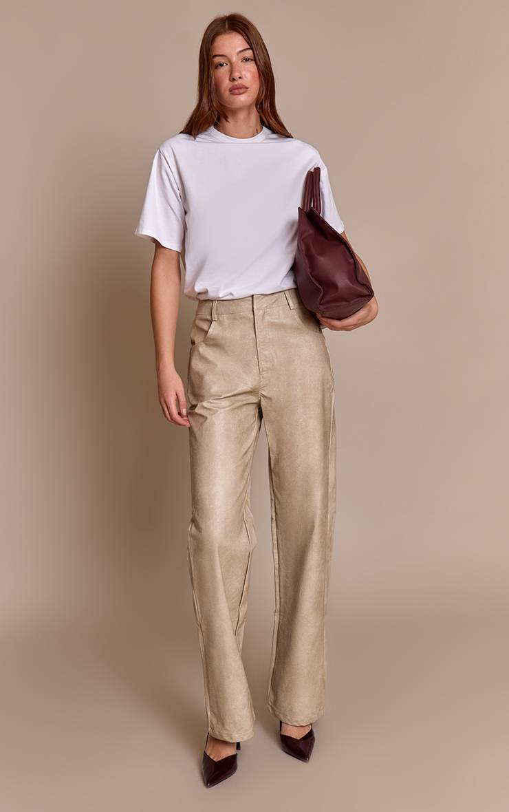 Gris Pierre Pantalon Droit En Synthétiquecuir