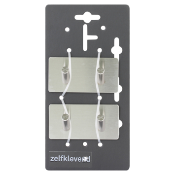 Kapstok 2 haken Jette RVS 87 mm 2 stuks