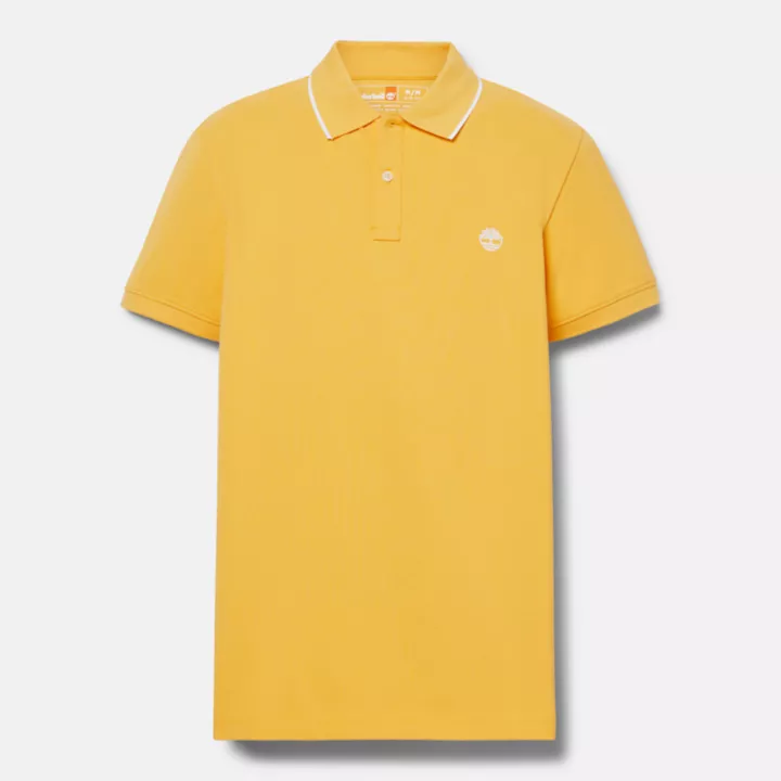 Polo à col imprimé Millers River pour homme en jaune clair