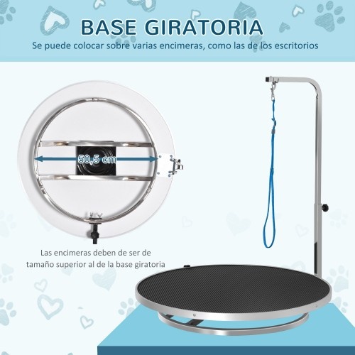 Mesa de tosa para animais de estimação com base giratória