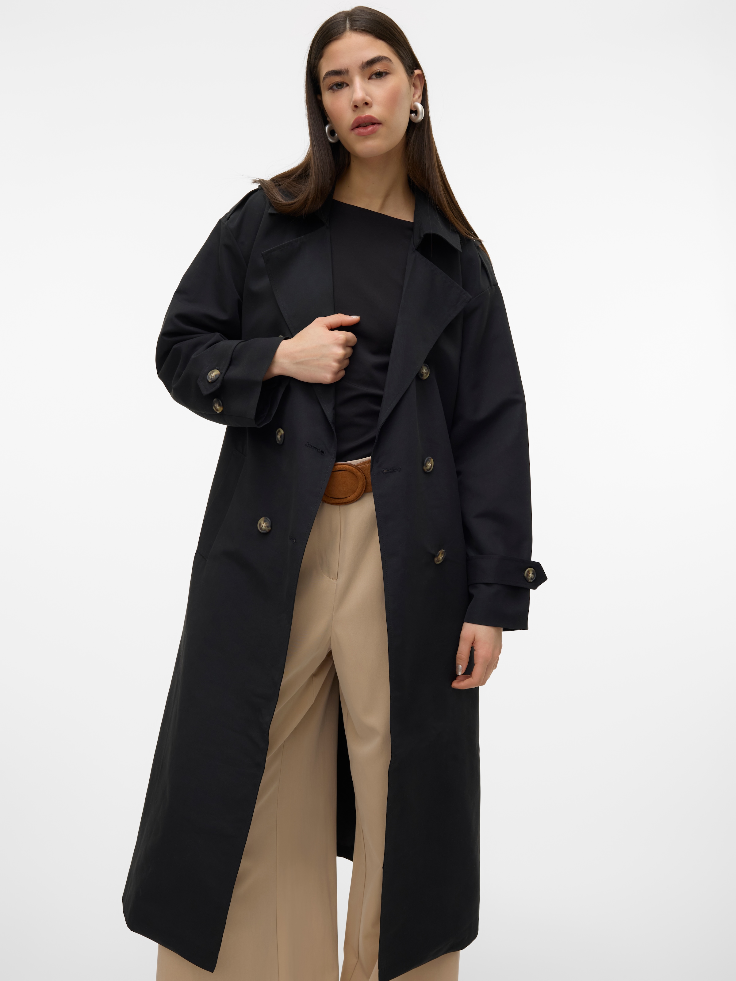 Vero Moda Trenchcoat »VMCHLOE LONG TRENCHCOAT GA NOOS«, Zweireiher mit Bindegürtel