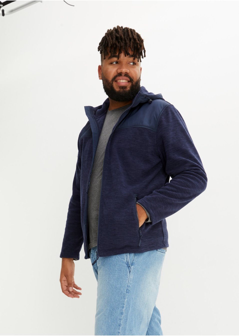 Veste polaire avec empiècement tissé