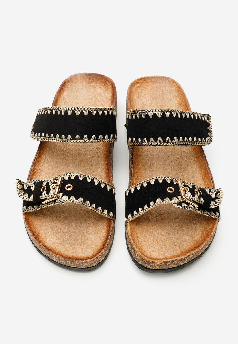 Mules plates femme noirs Varnisa