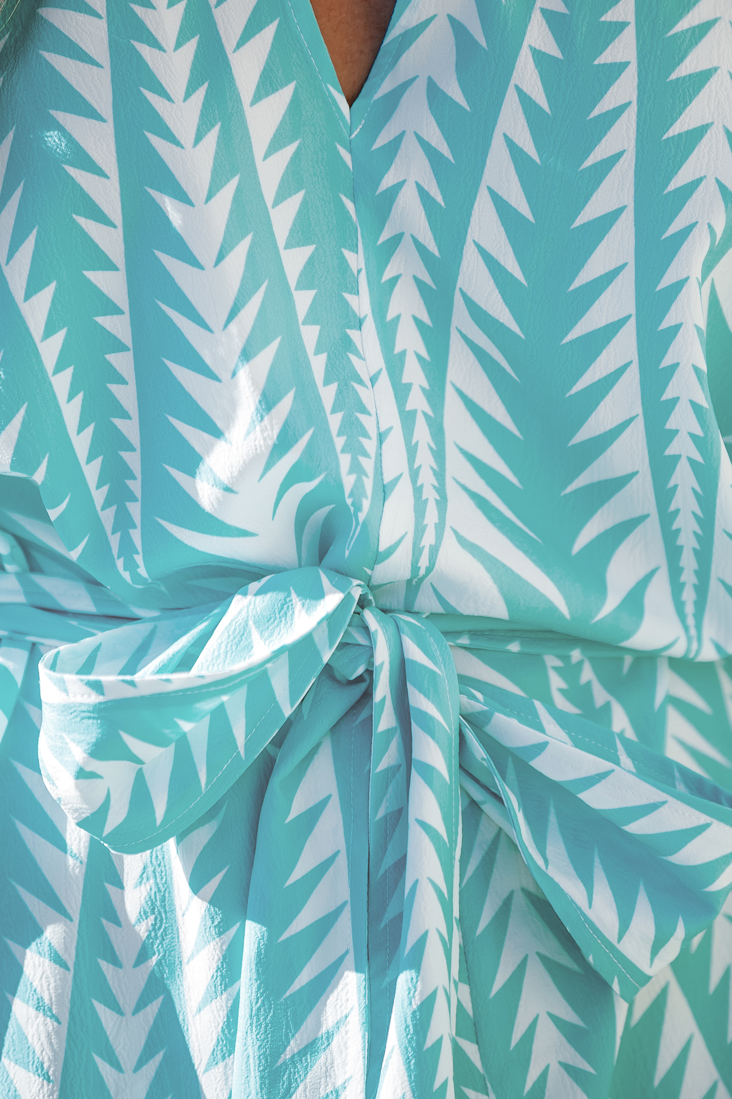 Robe mini à blouson de couleur menthe et blanc