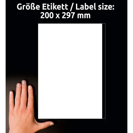 Avery Zweckform 3418 Universal-Etiketten,A4 mit ultragrip,200 x 297 mm, 100 Bogen/100 Etiketten, weiß