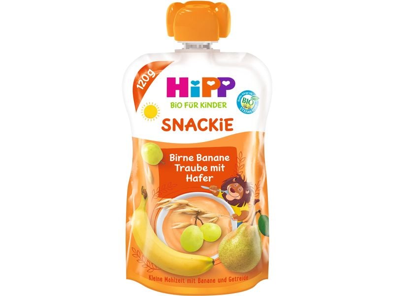 HIPP Quetschbeutel Birne, Banane, Traube mit Hafer 120 ml Smoothie mit Birne, Banane, Traube und Hafer