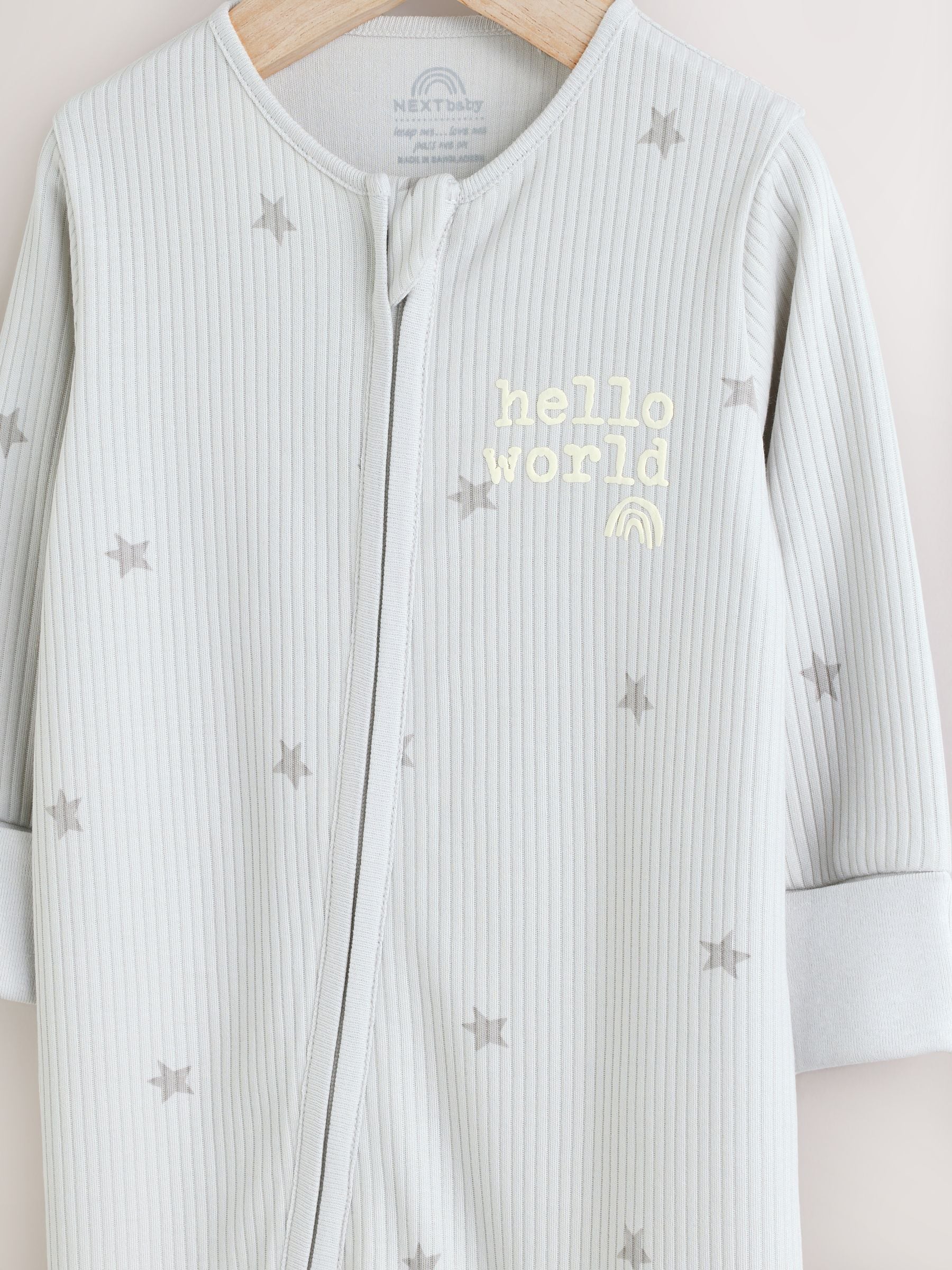 Grijs - 100% katoenen Hello World babypyjama met tweewegrits (0 - 9 mnd)