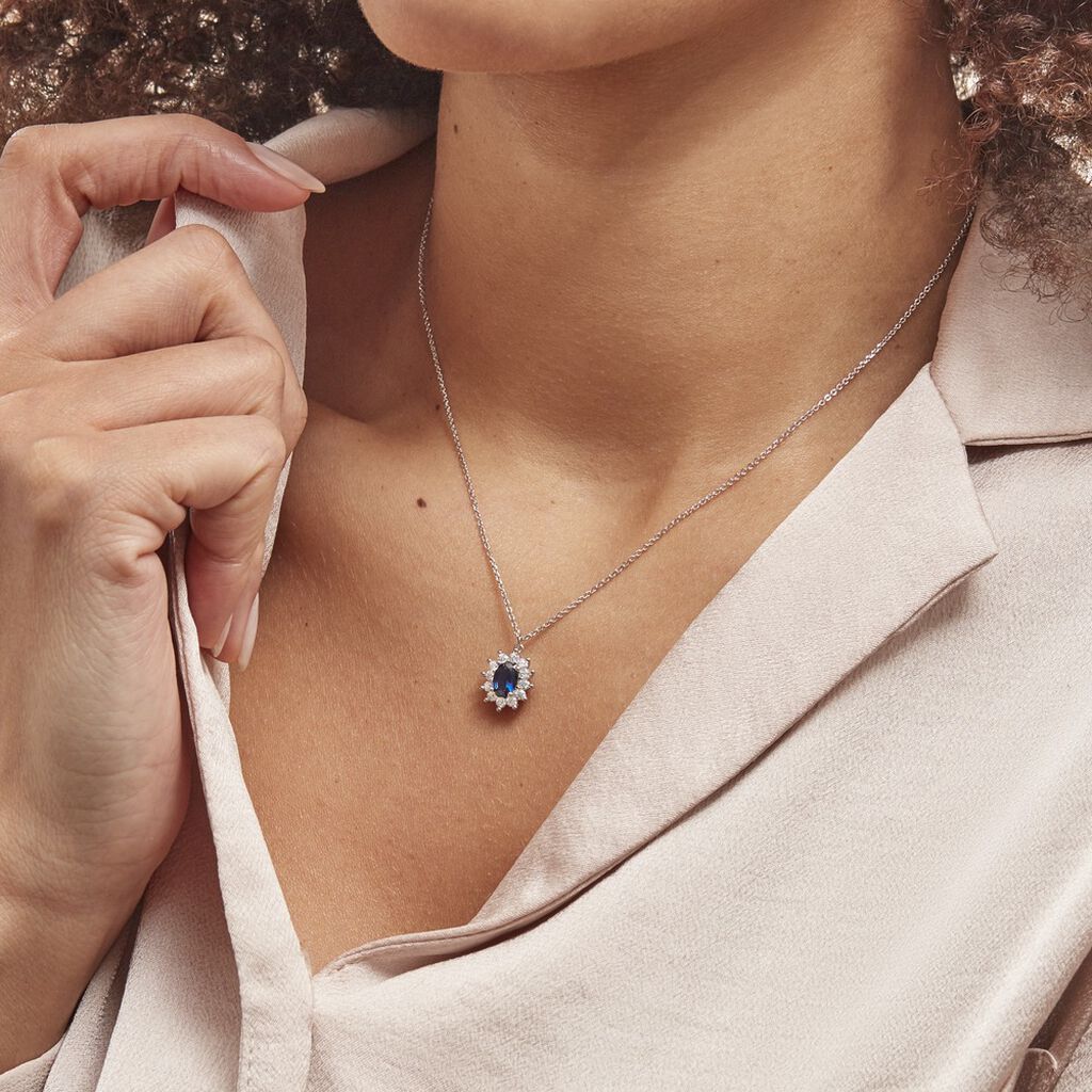 Collier Perez Argent Blanc Oxyde De Zirconium