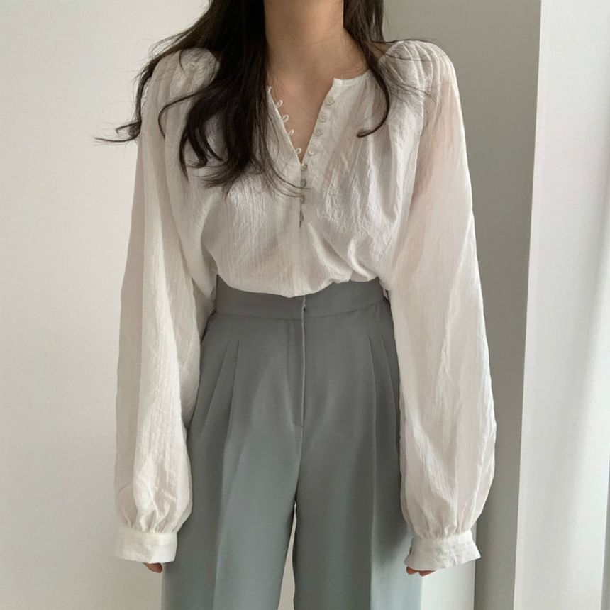 Happo - Henley effen blouse