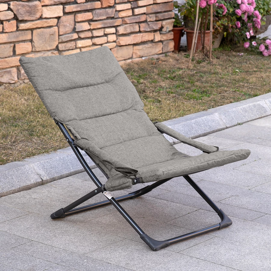 Outsunny Klappstuhl mit Auflage grau